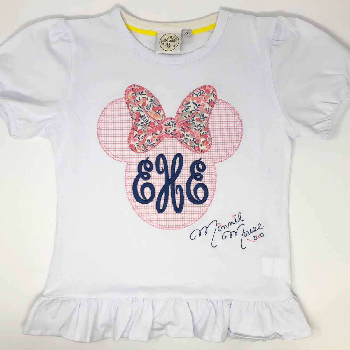 Classic Mouse Applique with Monogram Girls Top – Three Bees Company