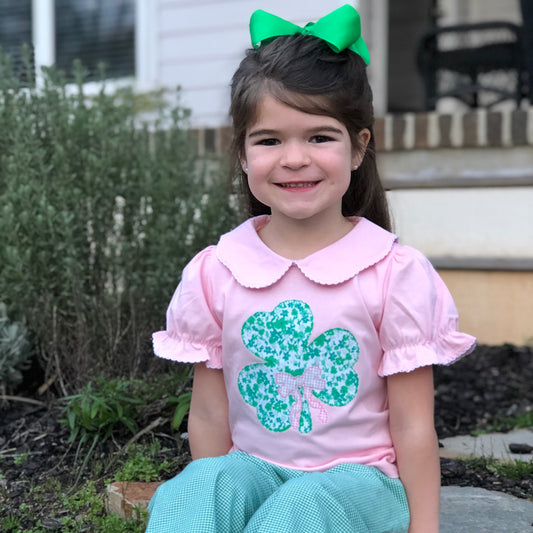 Shamrock Applique Girls Top