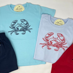 Crab Outline Embroidery T-Shirt