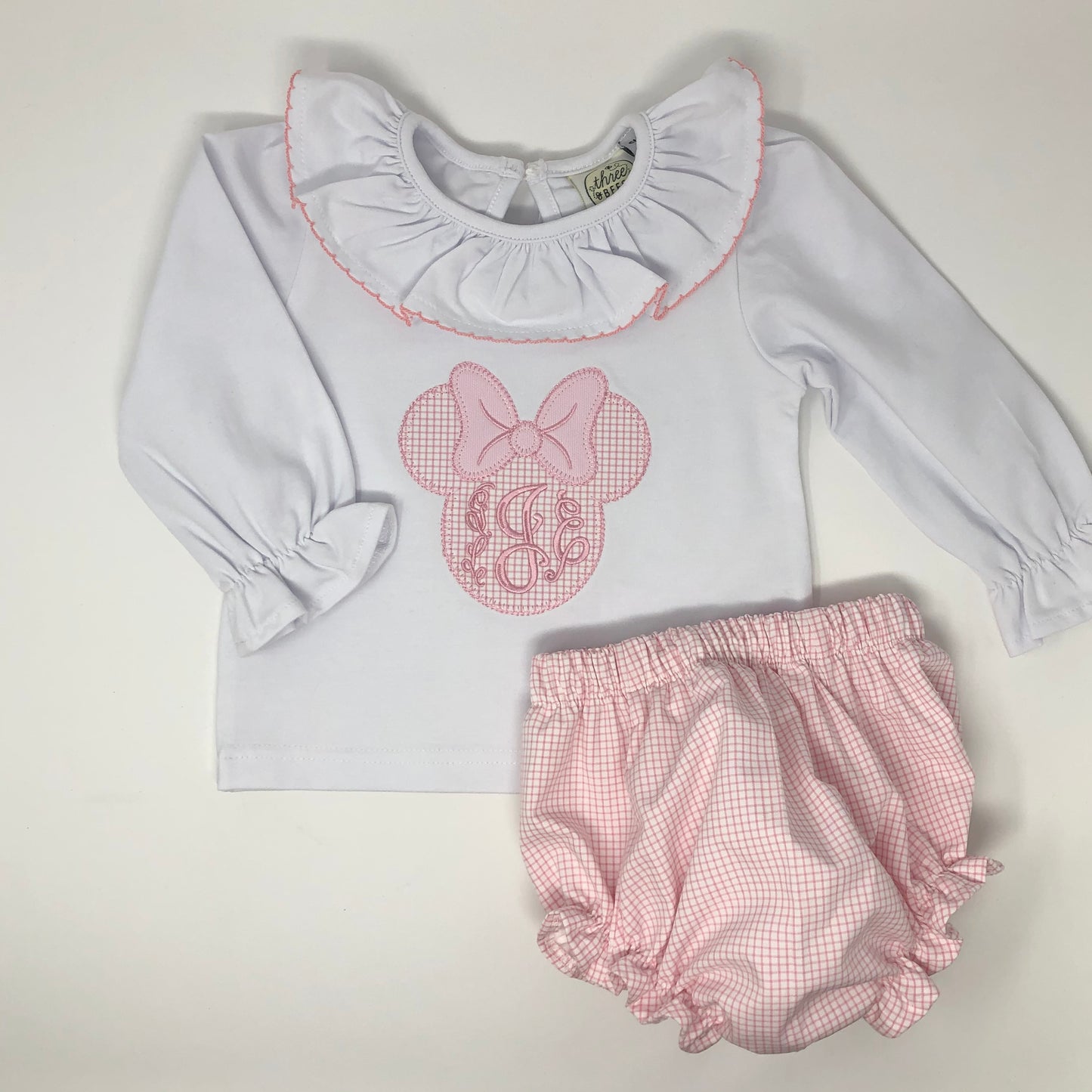 Classic Mouse Applique with Monogram Girls Top