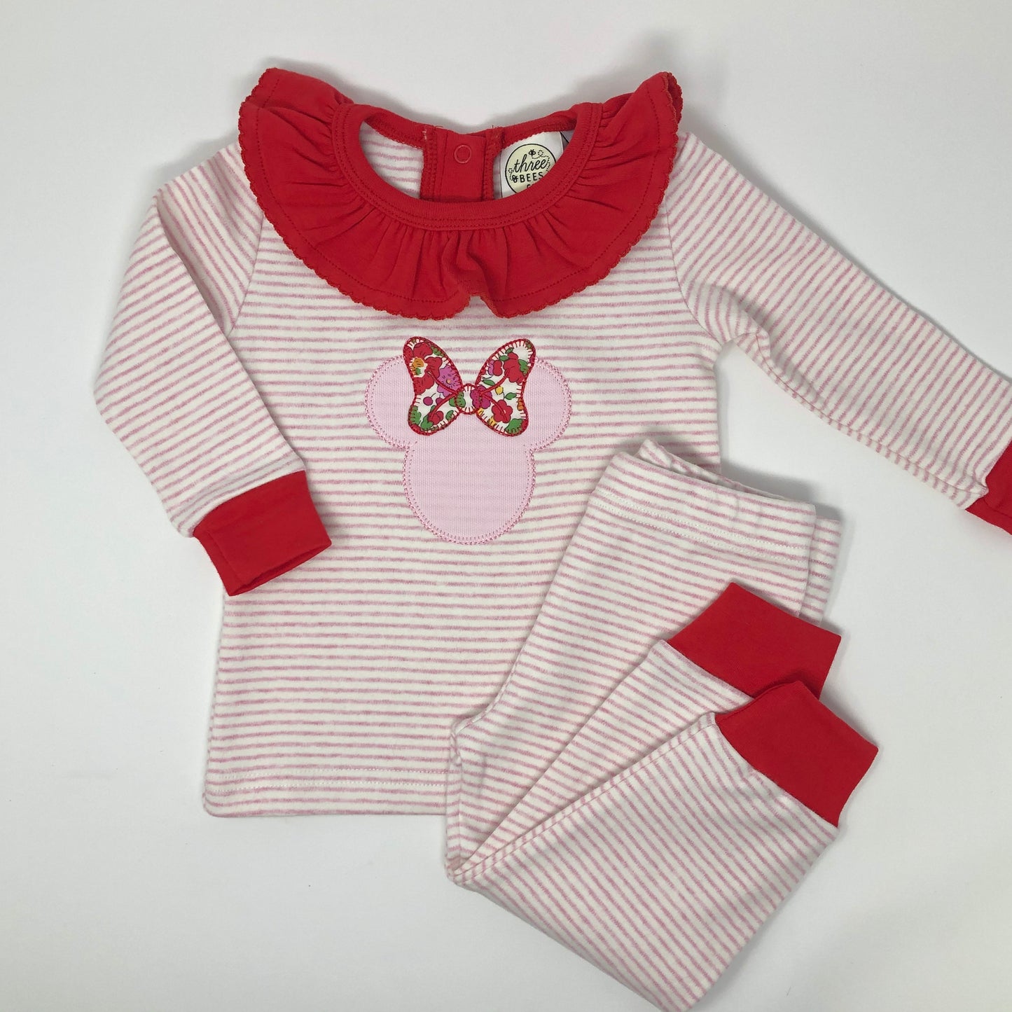 6M Sleepy Bees Pink Stripe Pajamas