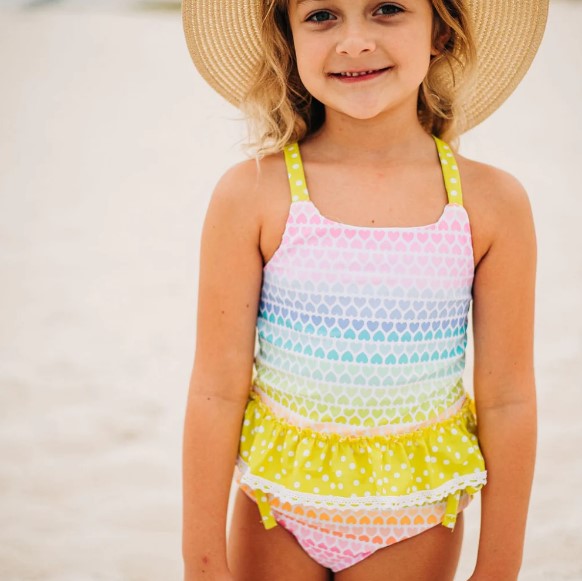 Rainbow Hearts Girls Swim