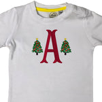 Christmas Tree Embroidery Initial Boys T-Shirt