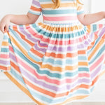 Spring Stripe Pocket Twirl Dress