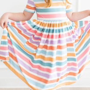 Spring Stripe Pocket Twirl Dress