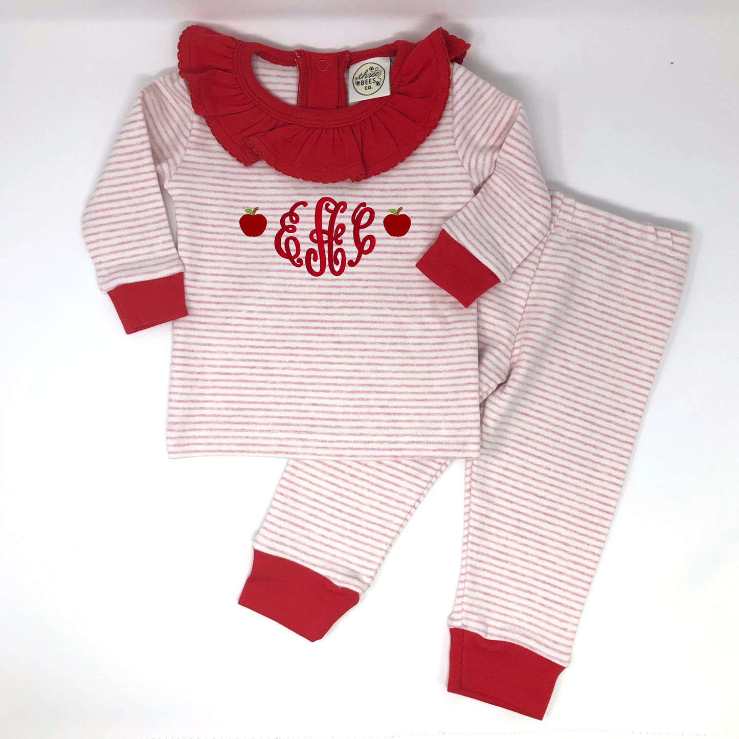 6M Sleepy Bees Pink Stripe Pajamas