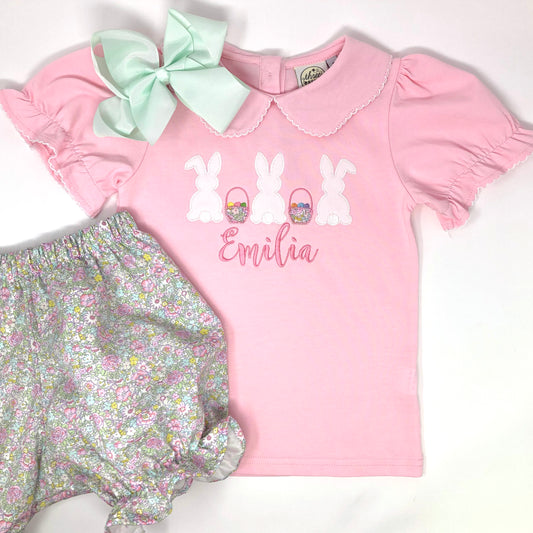Bunny Trio Applique Girls Top