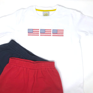 American Flag Trio Embroidery T-Shirt