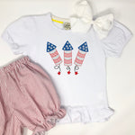 Patriotic Rockets Embroidered Girls Top