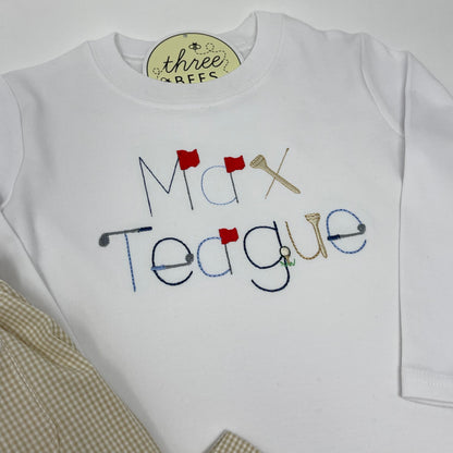 Personalized Font Boys Embroidery T-Shirt