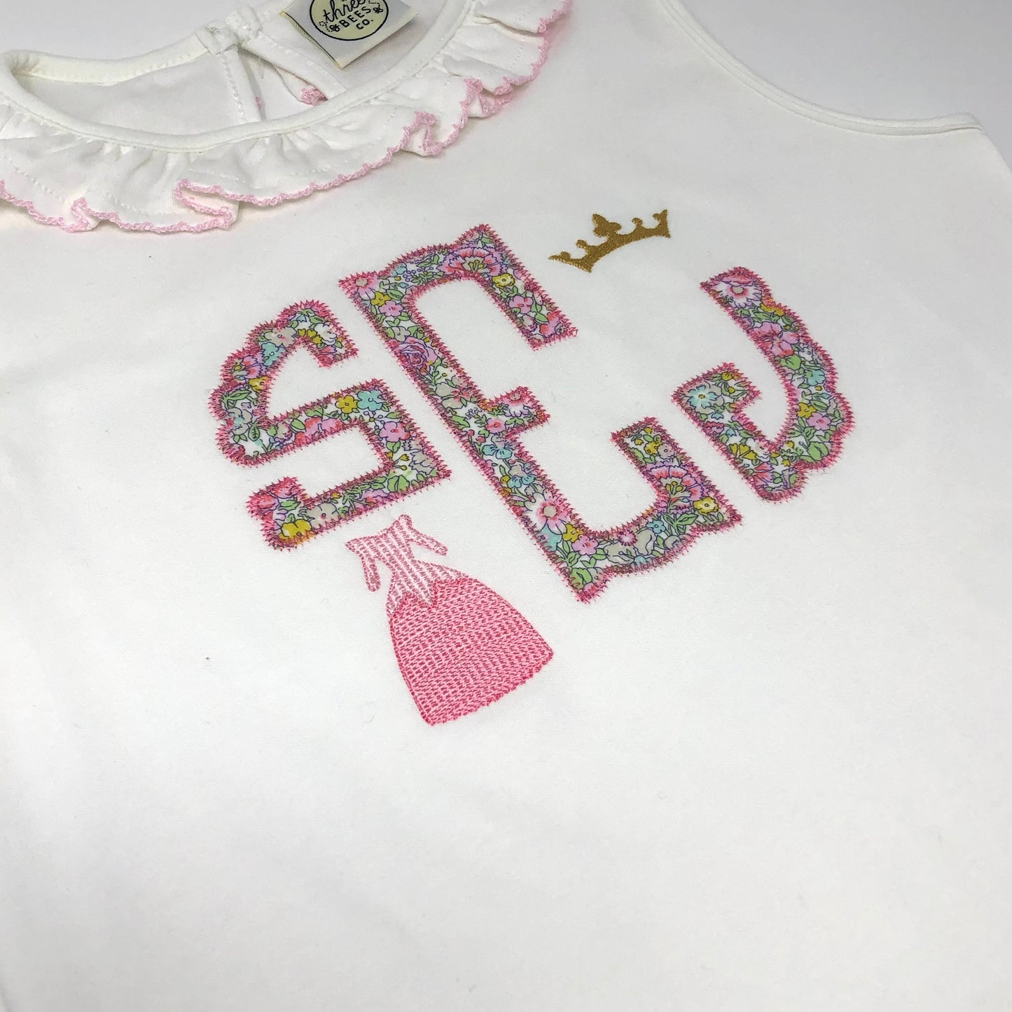 Scallop Monogram Applique Girls Top