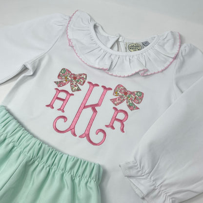 Fishtail Monogram with Bow Applique