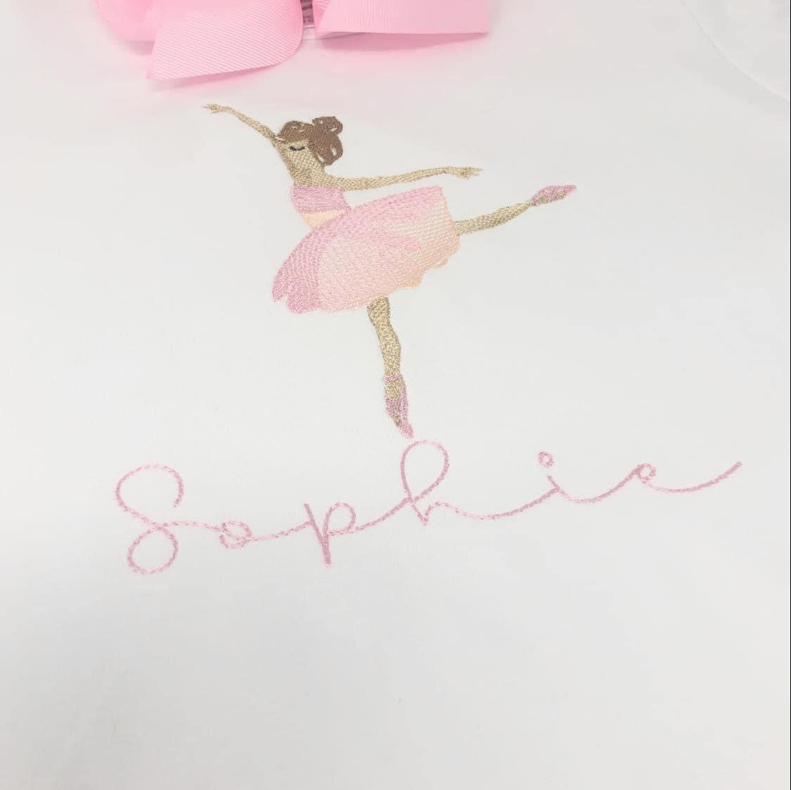 Ballerina Embroidery Girls Top