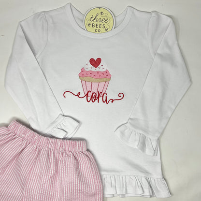 Sweet Treat Cupcake Girls Embroidery Top