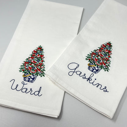 Christmas Chinoiserie Tea Towel