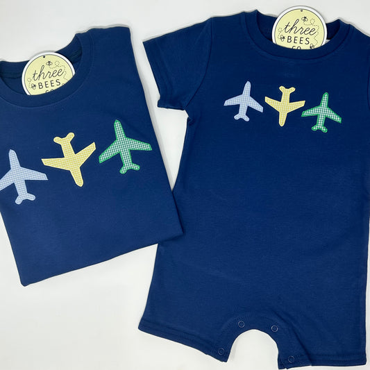 Airplane Trio Applique Boys T-Shirt