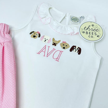 Puppy Dog Girls Embroidered Top