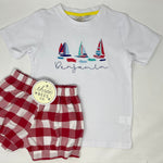 Watercolor Sailboat Boys Embroidered T-Shirt