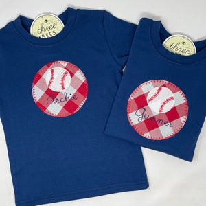 Baseball Circle Patch Applique Boys T-shirt