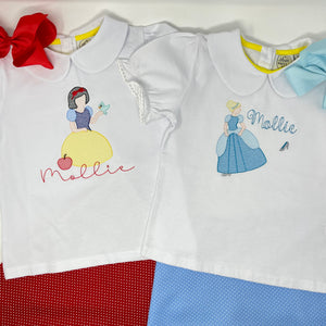 Princess with Bird Girls Embroidered Top