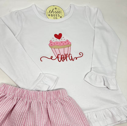 Sweet Treat Cupcake Girls Embroidery Top