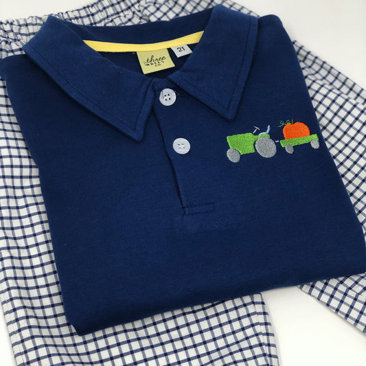 Tractor Pumpkin Collared Shirt