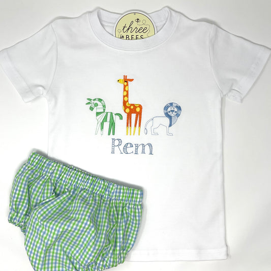 Zoo Trio Boys Embroidery T-Shirt