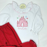 Christmas Castle Applique with Fireworks Girls Top