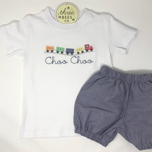 Choo Choo Train Embroidery Boys T-Shirt