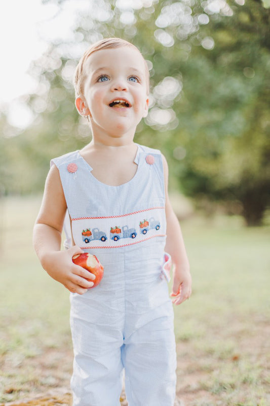 6M Hand Smocked Pumpkin Truck Jon Jon