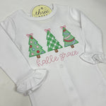Oh, Christmas Tree Trio Embroidery Girls Top