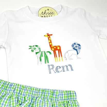 Zoo Trio Boys Embroidery T-Shirt