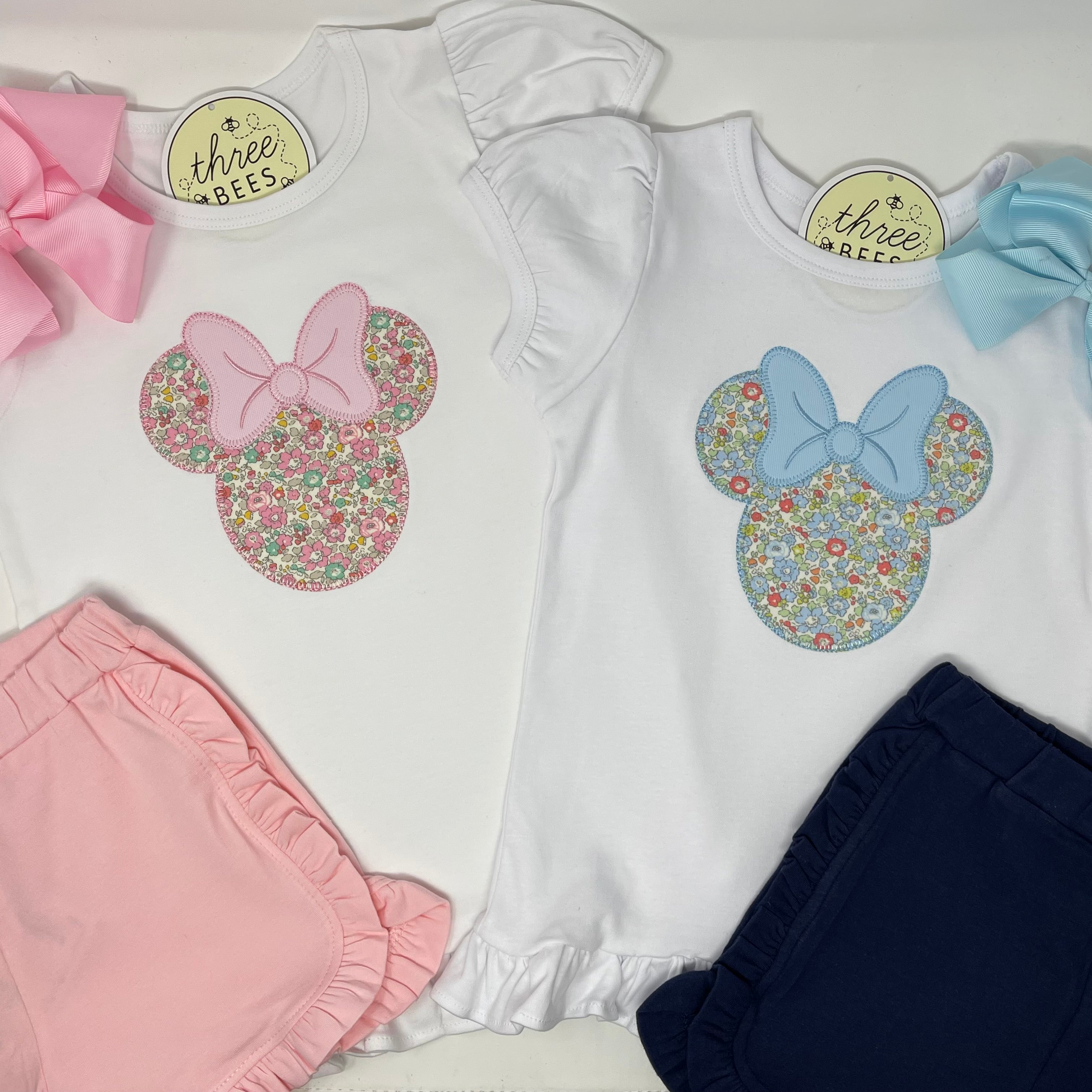 Classic Mouse Applique with Monogram Girls Top