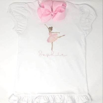 Ballerina Embroidery Girls Top