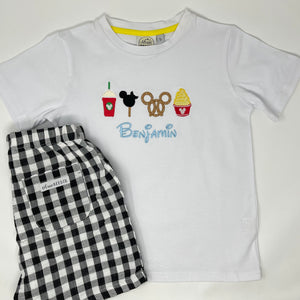 Mouse Snacks Embroidery Boys T-Shirt
