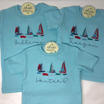 Watercolor Sailboat Boys Embroidered T-Shirt