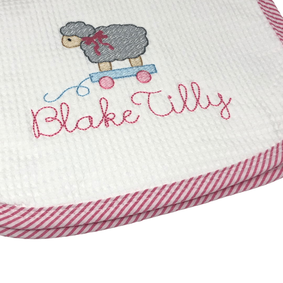 Seersucker Bib & Burp Cloth Set