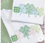 Gingham Shamrock Clover Patch Girls Embroidery Top