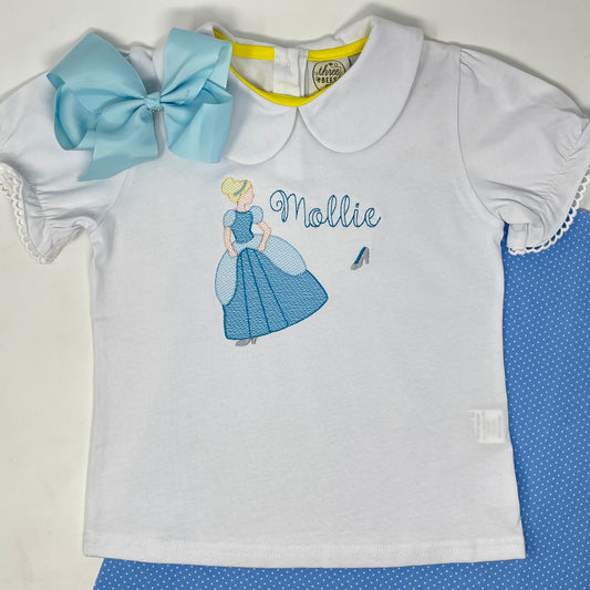 Princess with Shoe Girls Embroidered Top