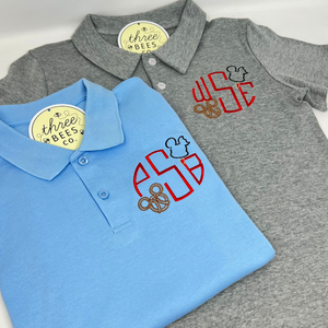 Bee Our Guest Monogram Boys Collared Shirt