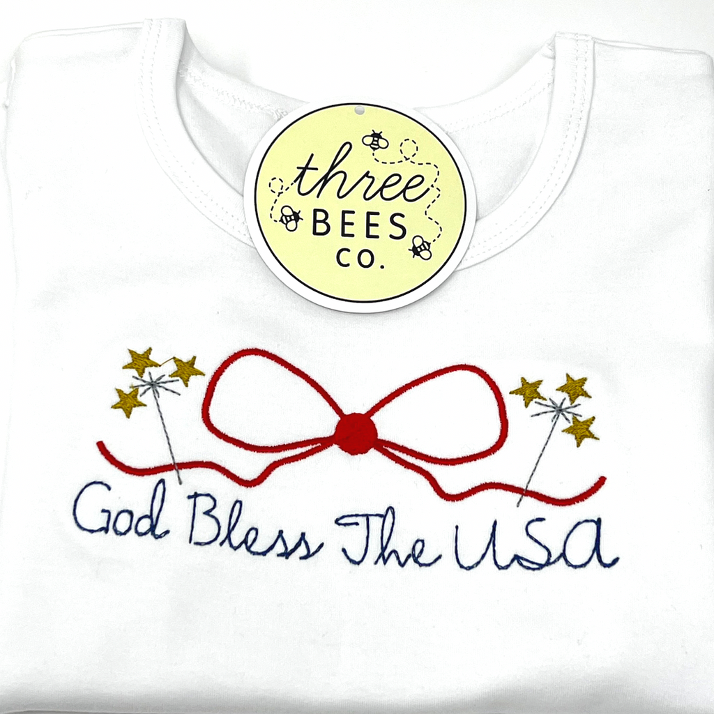 Sparkler Bow Embroidery Top