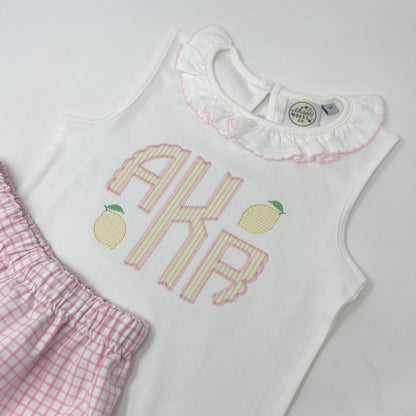 Scallop Monogram Applique Girls Top