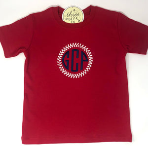 Baseball Monogram Boys Embroidery T-shirt