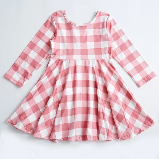 7 Pink Buffalo Plaid Dress