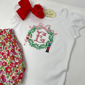 Nutcracker Monogram Frame Embroidery Girls Top