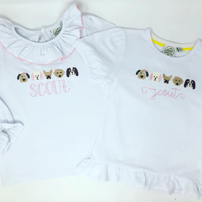 Puppy Dog Girls Embroidered Top