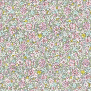 Liberty of London Fabrics Classic Tana Lawn Amelie Roses Lime/Pink/Yellow