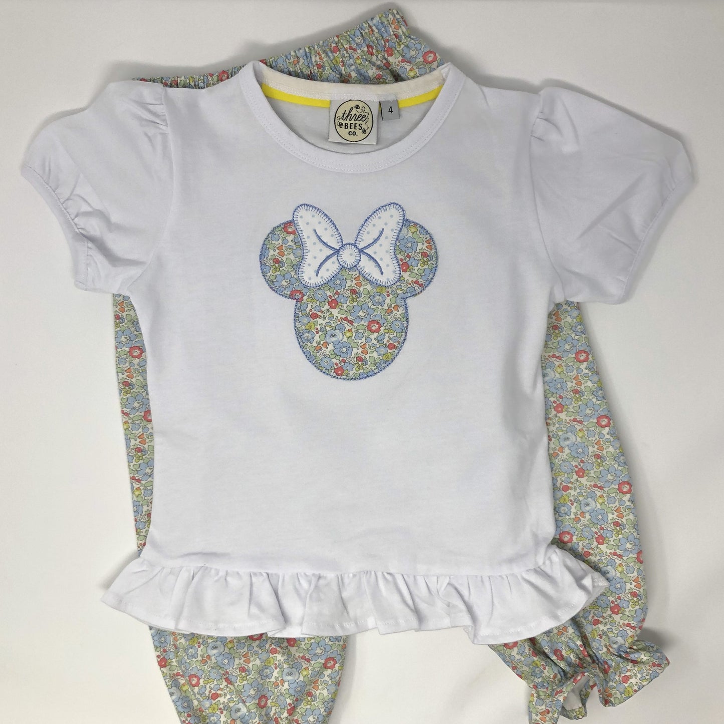 Classic Mouse Applique with Monogram Girls Top