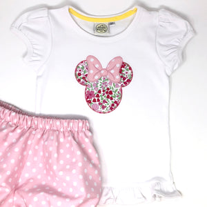 Classic Mouse Applique with Monogram Girls Top