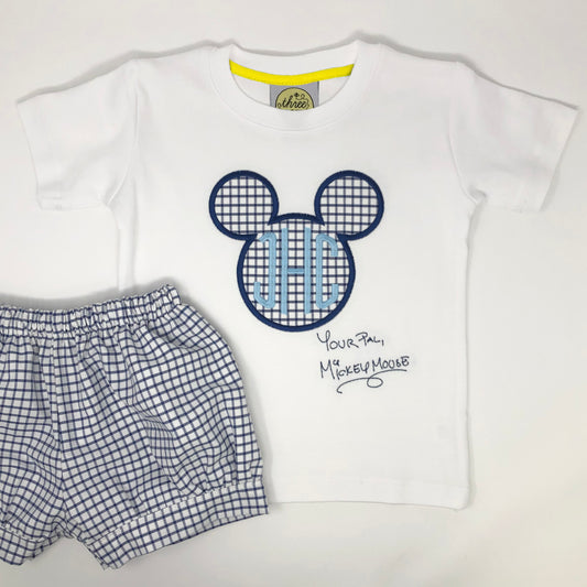 Classic Mouse Applique with Monogram Boys T-Shirt